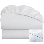 Thomaston Mills T-200 Colored Hem Fitted Sheets With Deep Pocket Twin XL 39x80x12 60% Cotton 40% Polyester White With Navy Hem 2 Dz Per Case Price Per Dz